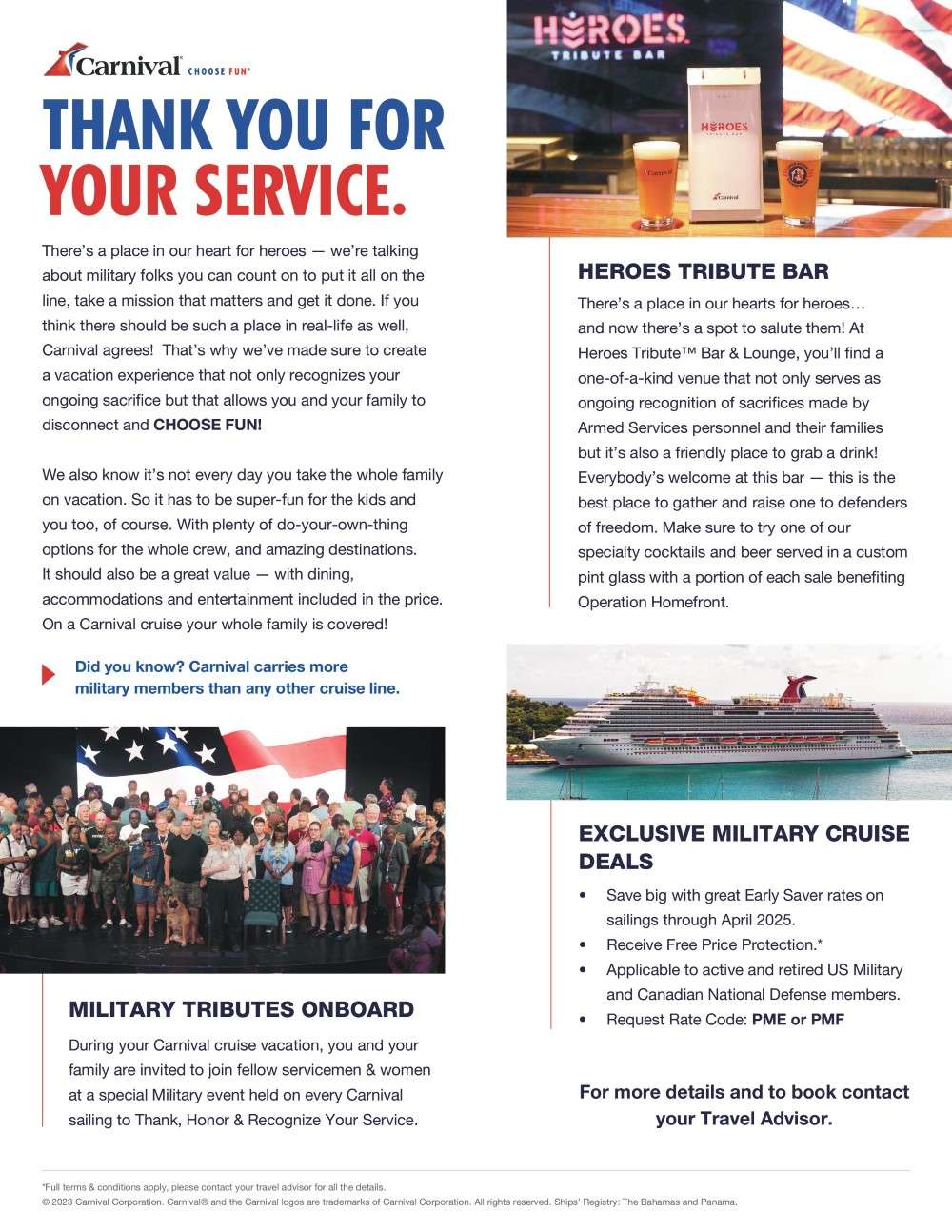 Carnival military cruise vacation deals